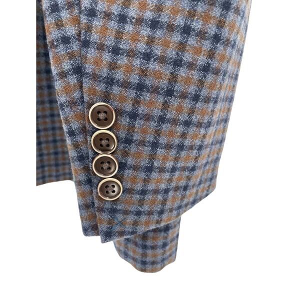 Peter Millar Size Large Sport Coat Wool Plaid Two Button Elbow Patches Blazer - Picture 8 of 15